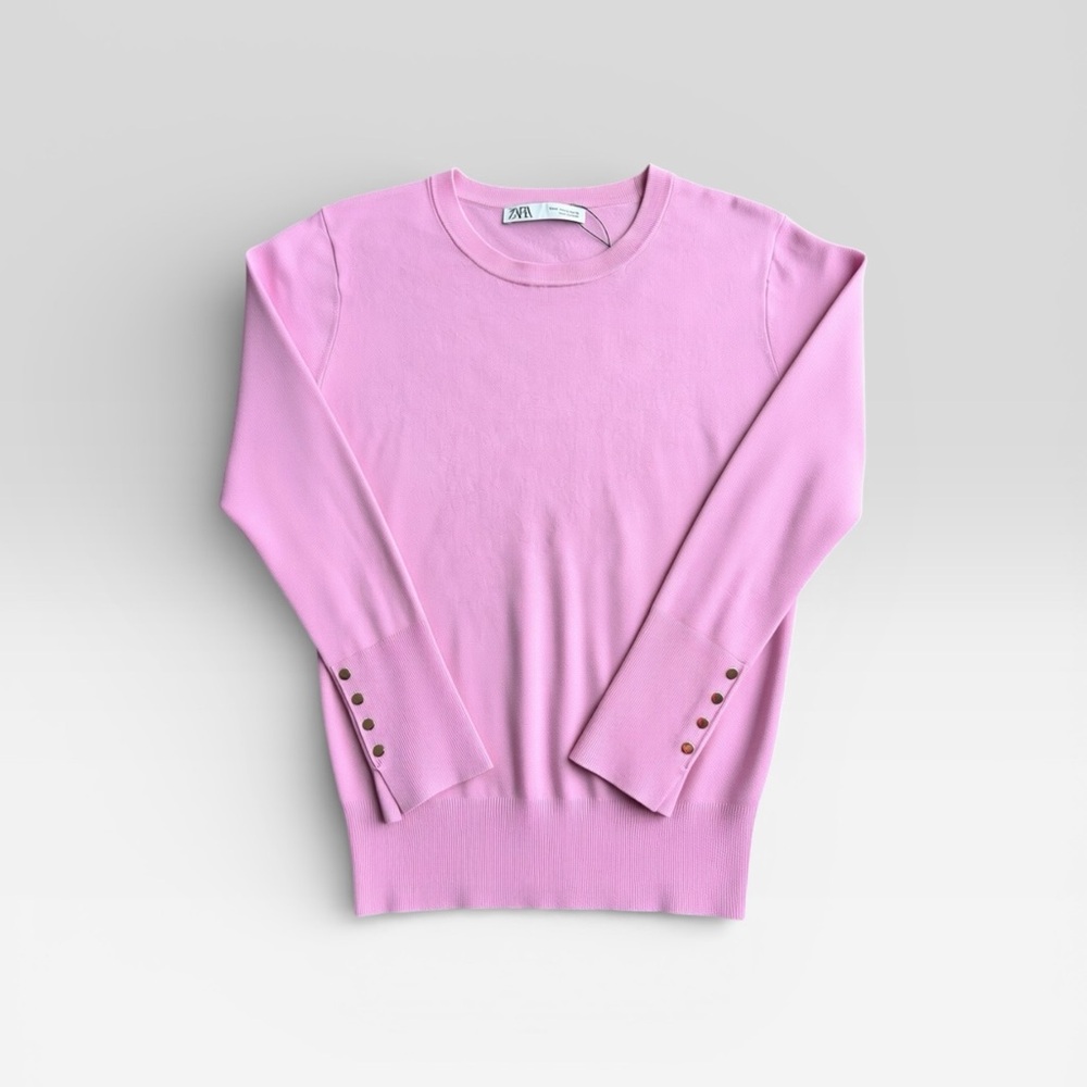 Zara Soft Pink Sweater with Button Details